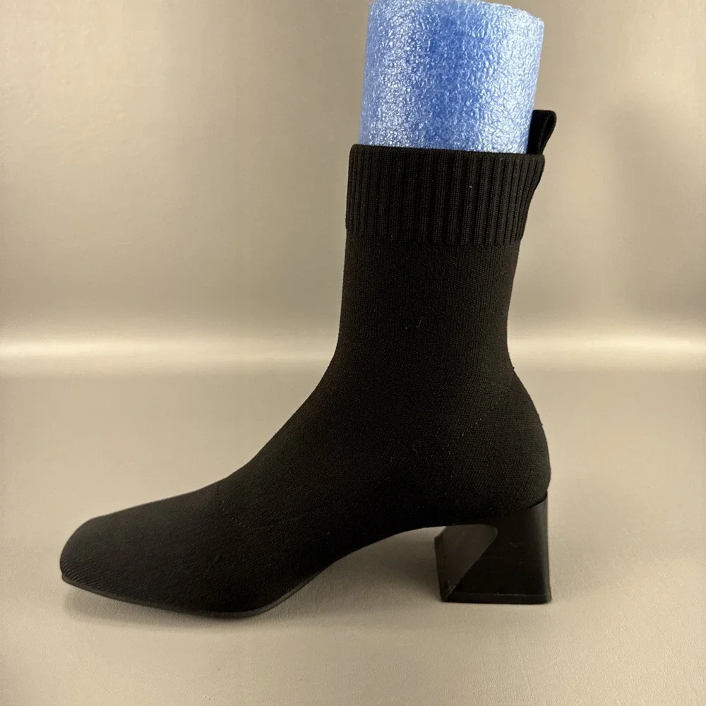 VIVAIA Regina Pro Square Toe Water Repellent Block Heel Boots EU 37 US 6.5 Knit